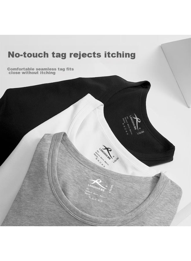 LANG SHA Langsha Short-sleeve Tank Top For Men, Cotton Round Neck, Solid Color, Simple, Thin, Sweat-absorbing, Breathable, Sports Casual Undershirt - Image 5