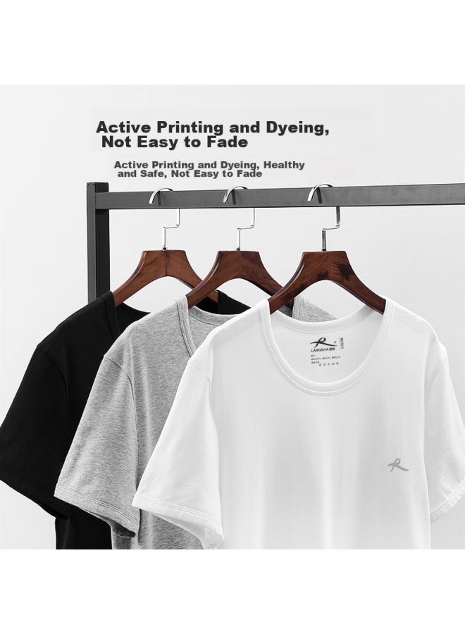LANG SHA Langsha Short-sleeve Tank Top For Men, Cotton Round Neck, Solid Color, Simple, Thin, Sweat-absorbing, Breathable, Sports Casual Undershirt - Image 3