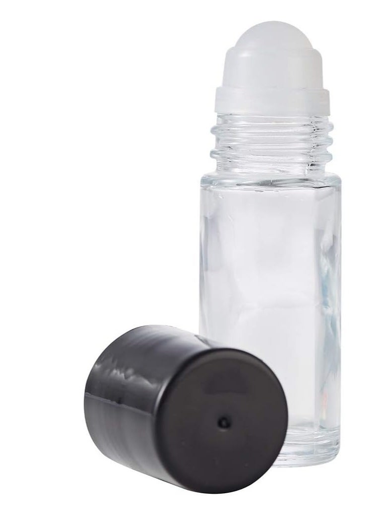 glasstore 4PCS 30ml Essential Oil Roller Bottles,Empty Refillable Clear Glass Roll-on Bottles Perfume Roller Bottles with plastic Roller Balls and Black Lids  - Image 2