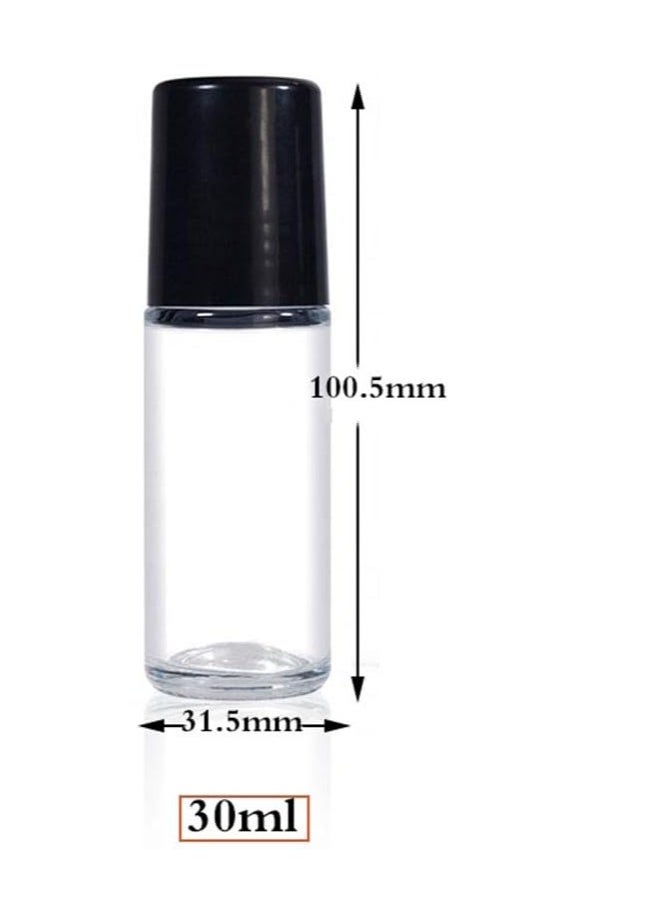 glasstore 4PCS 30ml Essential Oil Roller Bottles,Empty Refillable Clear Glass Roll-on Bottles Perfume Roller Bottles with plastic Roller Balls and Black Lids  - Image 3