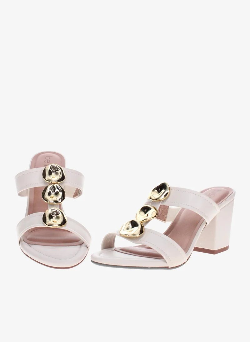 Beira Rio Off White Beira Rio Women’s Mid Heel Sandals – Stylish Everyday Wear with Comfortable Support for Women | Best Price UAE