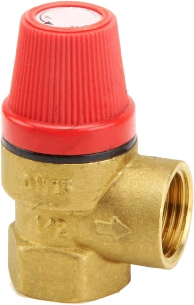 Brass 2.5 to 8 Bar Relief Valve for Wall Hung Boiler Water Heater Safety Valve Control Value with Pressure Gauge DN15 G1/2 Inch Kindly(5 bar) - Image 1