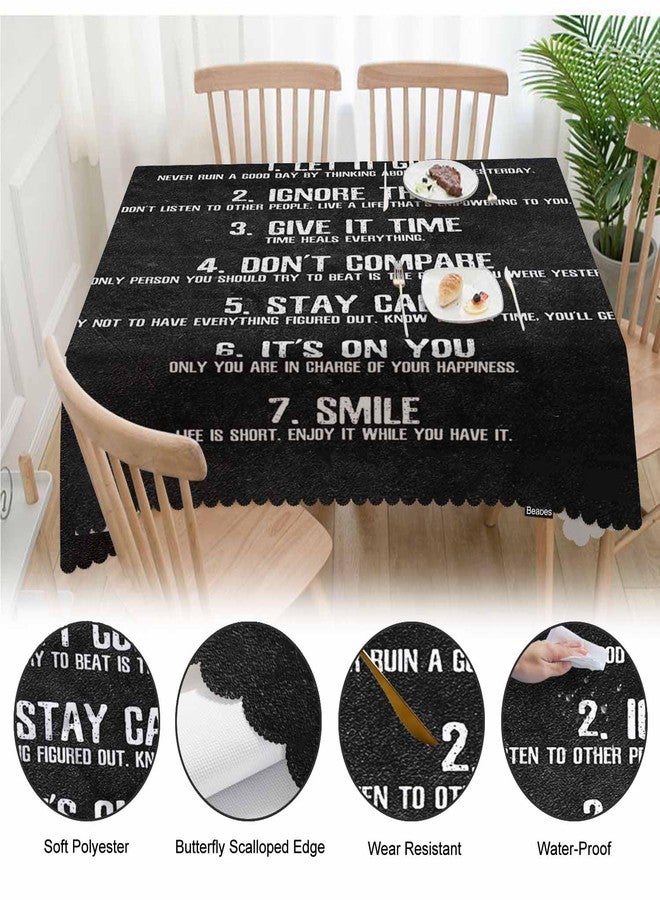 Beabes Rectangle Tablecloth 52x70 Inch Inspirational Quote, 7 Rules of Life Phrase Dining Table Cloth Table Cover for Home Kitchen Restaurant Party Buffet Picnic, 4-6 Seats - Image 4