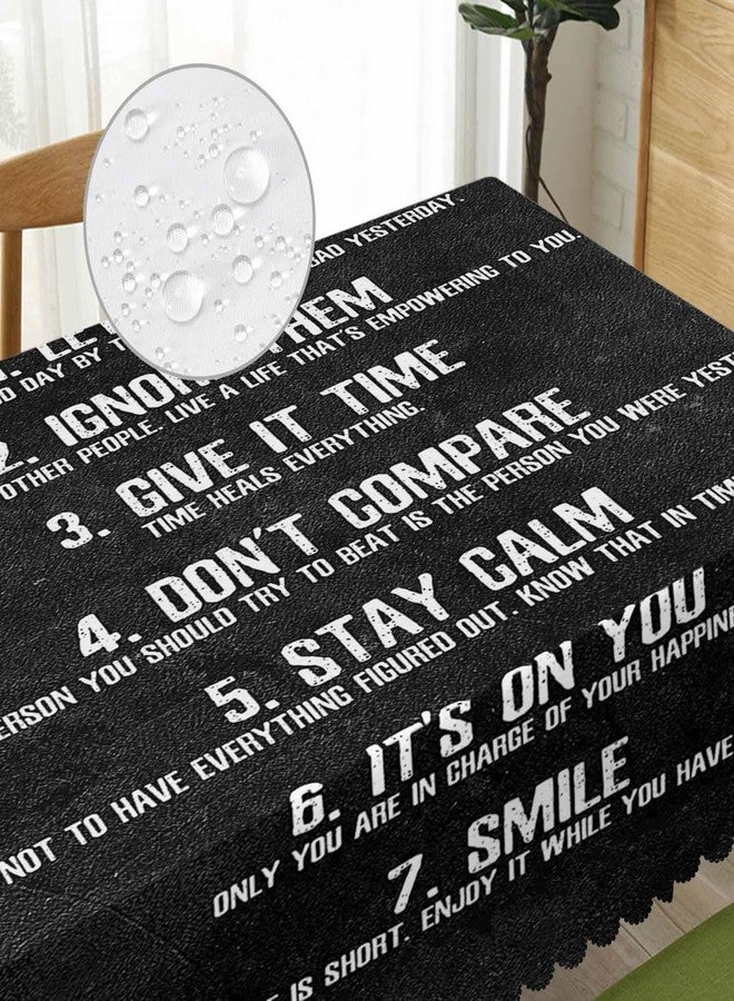 Beabes Rectangle Tablecloth 52x70 Inch Inspirational Quote, 7 Rules of Life Phrase Dining Table Cloth Table Cover for Home Kitchen Restaurant Party Buffet Picnic, 4-6 Seats - Image 3