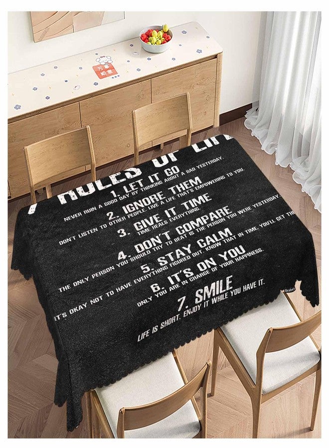 Beabes Rectangle Tablecloth 52x70 Inch Inspirational Quote, 7 Rules of Life Phrase Dining Table Cloth Table Cover for Home Kitchen Restaurant Party Buffet Picnic, 4-6 Seats - Image 1