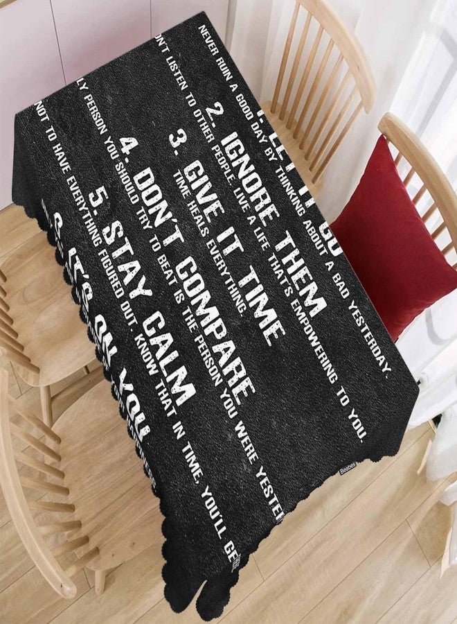 Beabes Rectangle Tablecloth 52x70 Inch Inspirational Quote, 7 Rules of Life Phrase Dining Table Cloth Table Cover for Home Kitchen Restaurant Party Buffet Picnic, 4-6 Seats - Image 2