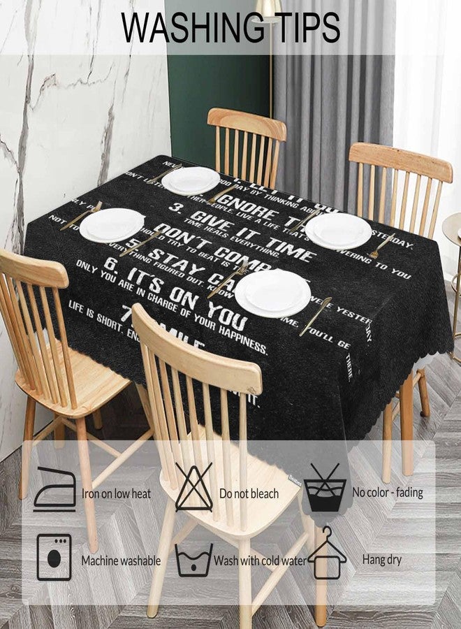 Beabes Rectangle Tablecloth 52x70 Inch Inspirational Quote, 7 Rules of Life Phrase Dining Table Cloth Table Cover for Home Kitchen Restaurant Party Buffet Picnic, 4-6 Seats - Image 5