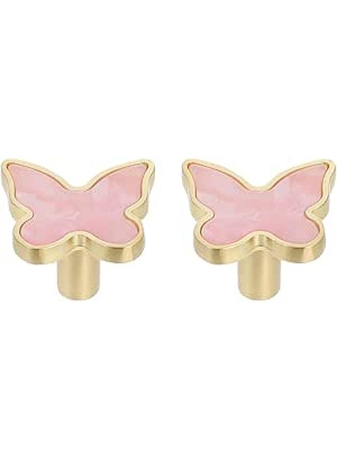 Pink Zinc Alloy Butterfly Cabinet Knobs Drawer Pulls 2pcs Kitchen Closet Door Hardware - Image 1