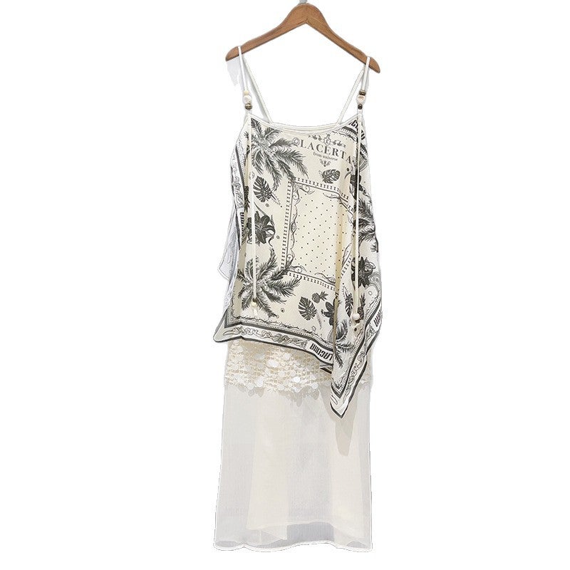French 2025 Early Autumn Sequin Patchwork Sleeveless Dress - Image 1
