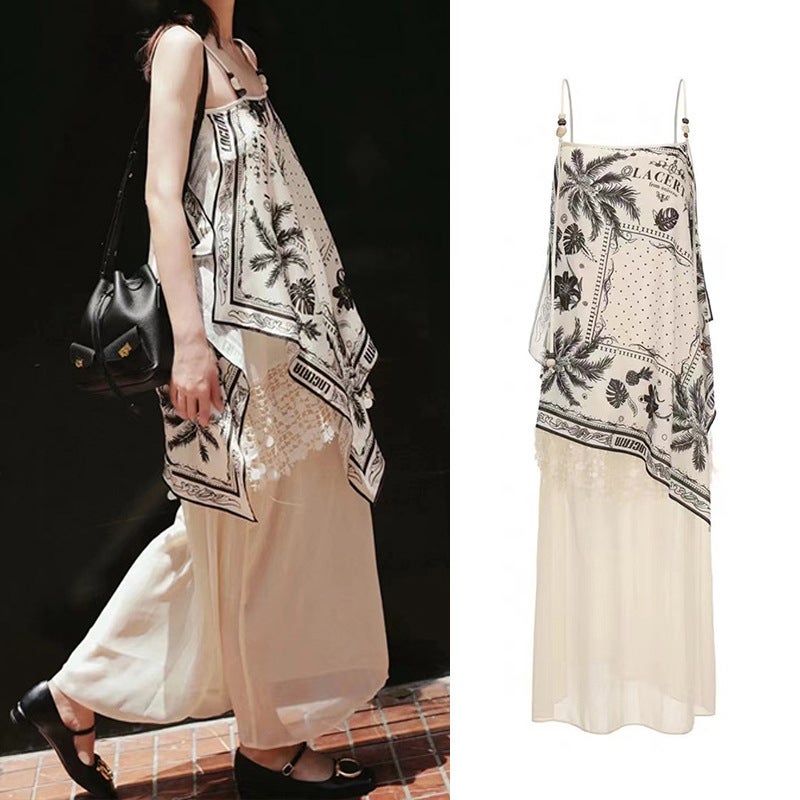 French 2025 Early Autumn Sequin Patchwork Sleeveless Dress - Image 2