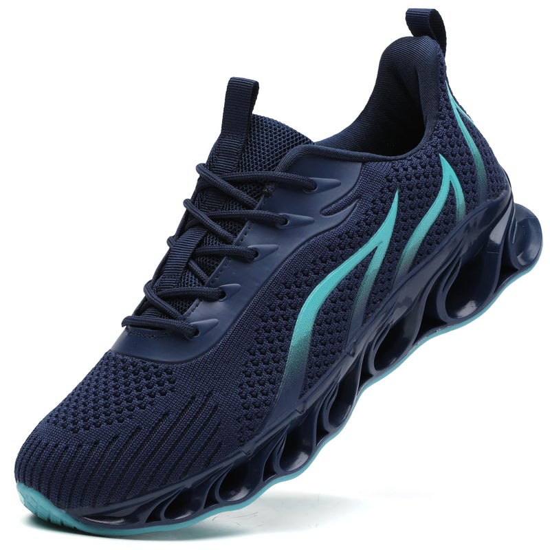 wanhee Running Shoes for Men Sneakers Blue Size 12 Athletic Jogging Tennis Walking Shoes Breathable Fashion Gym Runner Trail Workout Shoes