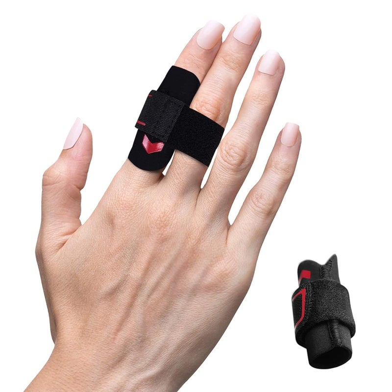 VerteLife Finger Splint Adjustable Finger Sleeve Support Protector Finger Brace Relieve Joint Pain Finger Guards Sport Cushion Bandage for Basketball Volleyball Red - Image 1