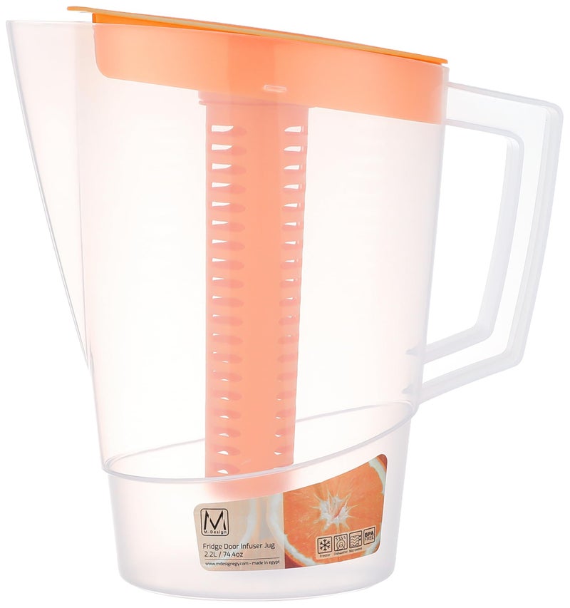 M-Design Jug with Infuser 2.2L - BPA Free, Microwave Safe, Dishwasher Safe, Food Safe - Orange - Image 3
