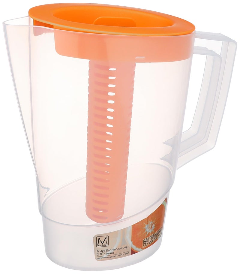 M-Design Jug with Infuser 2.2L - BPA Free, Microwave Safe, Dishwasher Safe, Food Safe - Orange - Image 1