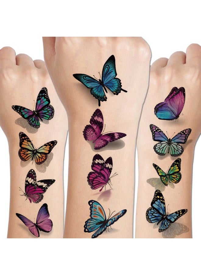 CHARLENT Butterfly Tattoos for Women Girls - 120 PCS Realistic 3D Butterfly Temporary Tattoos for Party Favors Decoration - Image 1