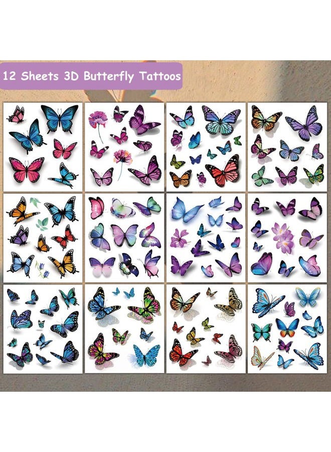 CHARLENT Butterfly Tattoos for Women Girls - 120 PCS Realistic 3D Butterfly Temporary Tattoos for Party Favors Decoration - Image 2