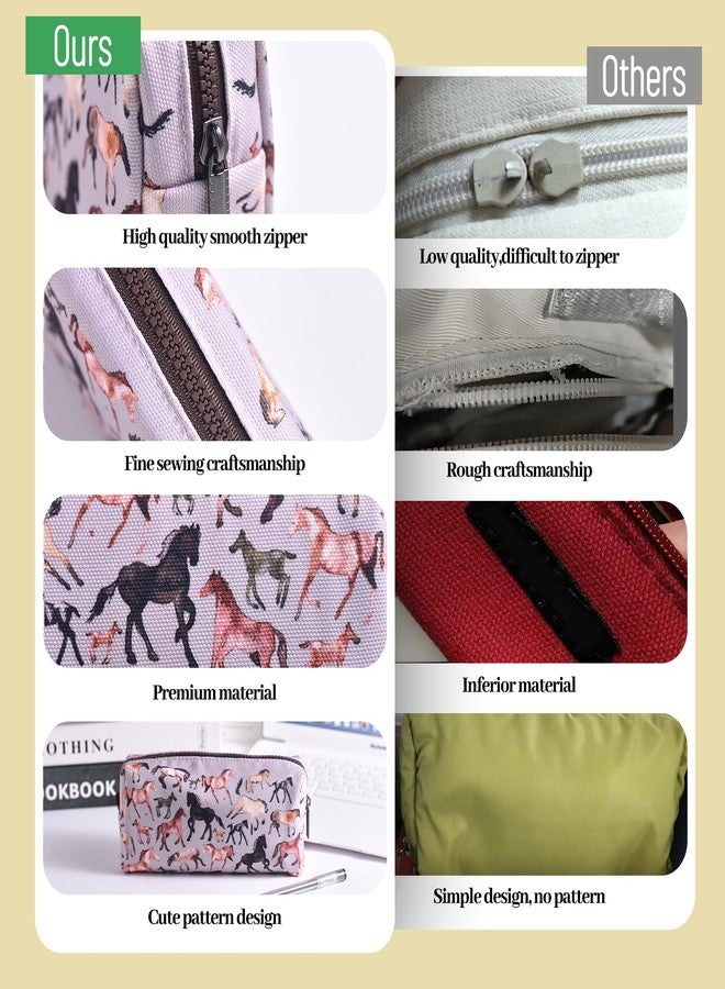 LParkin Horse Large Capacity Pencil Case, Horses Gifts for Horse Lovers, Small Pencil Bags with Zipper for School, Office Stationery Organizer Cosmetic Bag Coin Pouch Back to School Supplies - Image 5