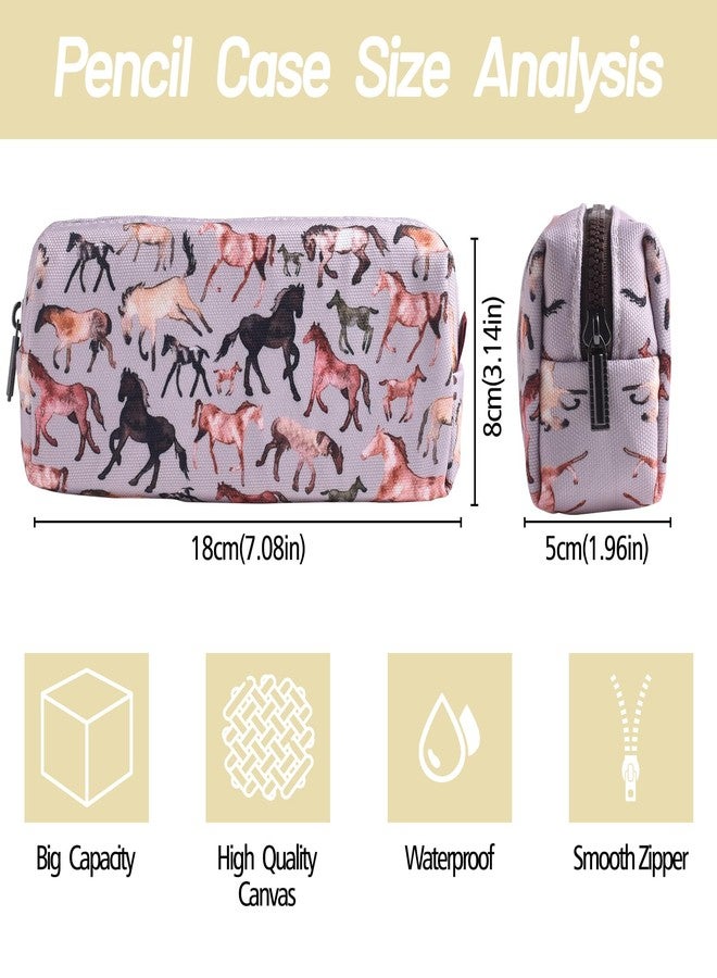LParkin Horse Large Capacity Pencil Case, Horses Gifts for Horse Lovers, Small Pencil Bags with Zipper for School, Office Stationery Organizer Cosmetic Bag Coin Pouch Back to School Supplies - Image 2