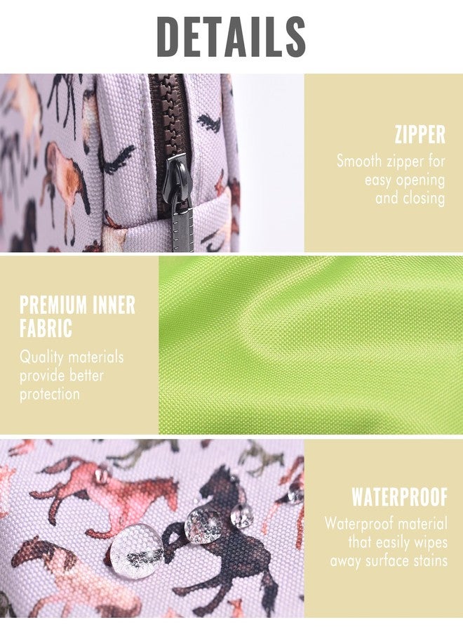 LParkin Horse Large Capacity Pencil Case, Horses Gifts for Horse Lovers, Small Pencil Bags with Zipper for School, Office Stationery Organizer Cosmetic Bag Coin Pouch Back to School Supplies - Image 4