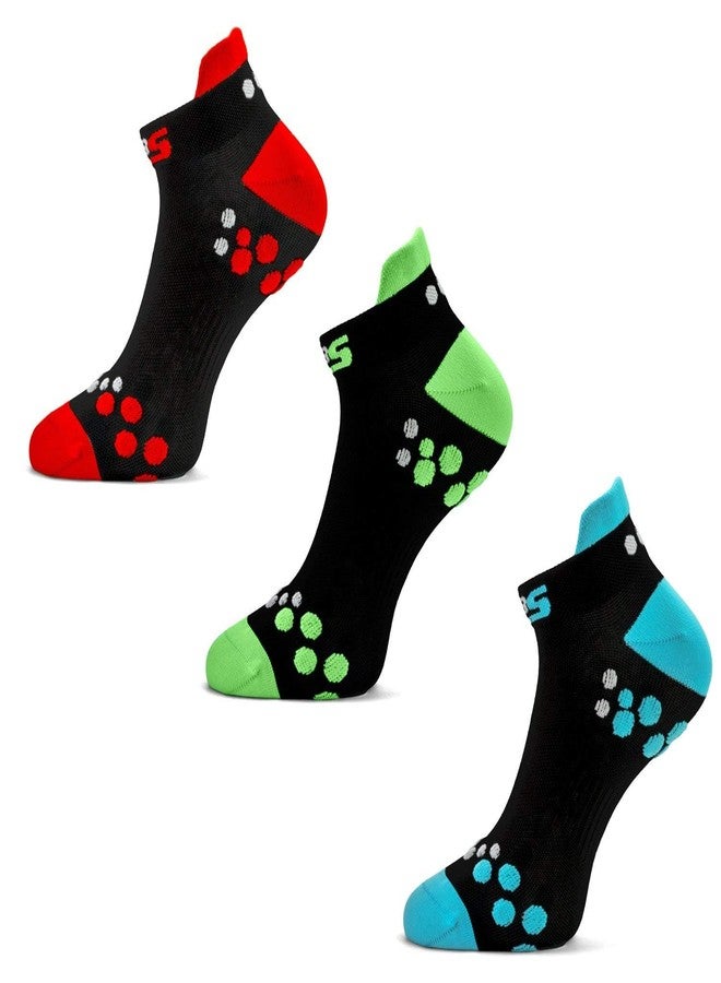 SLS3 Low Cut Running Socks for Men & Women, 3 Pairs Breathable Moisture Wicking Athletic Socks with Anti Blister Tabs, Cushioned & Padded Women Mens Socks for Marathon Triathlon - Black, Multicolor, L - Image 1