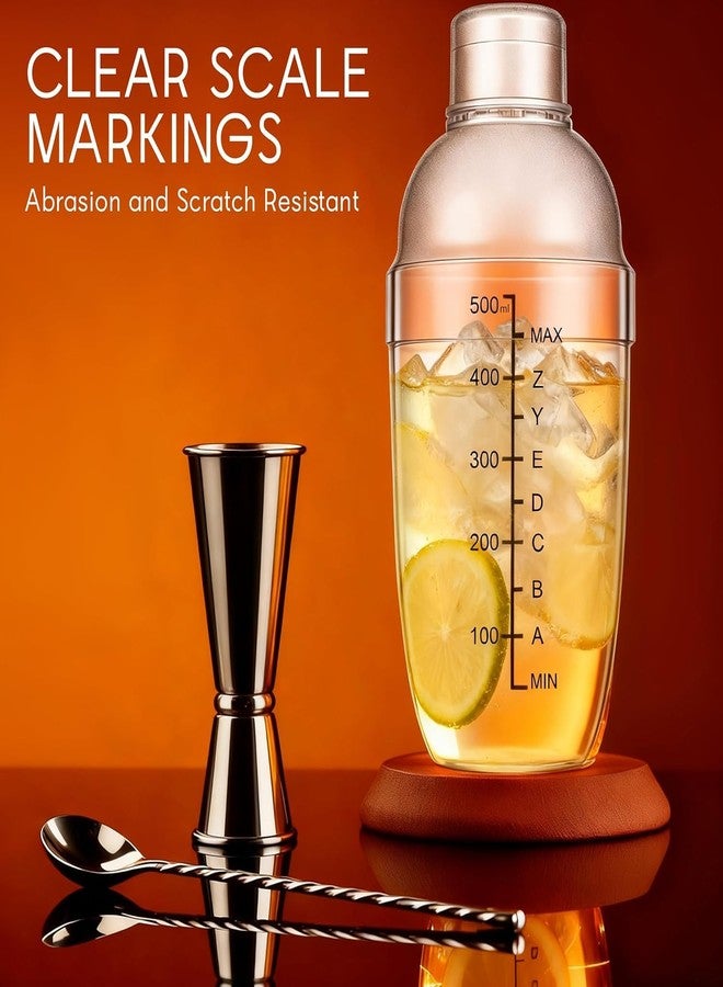 XACA Cocktail Shaker | Acrylic Drink Mixer Bottle with Measurement Markings, Built-in Strainer & Jigger Cap | Bar Tool for Cocktails, Mocktails, Milkshakes, Home Bar Accessories (700ml) - Image 4