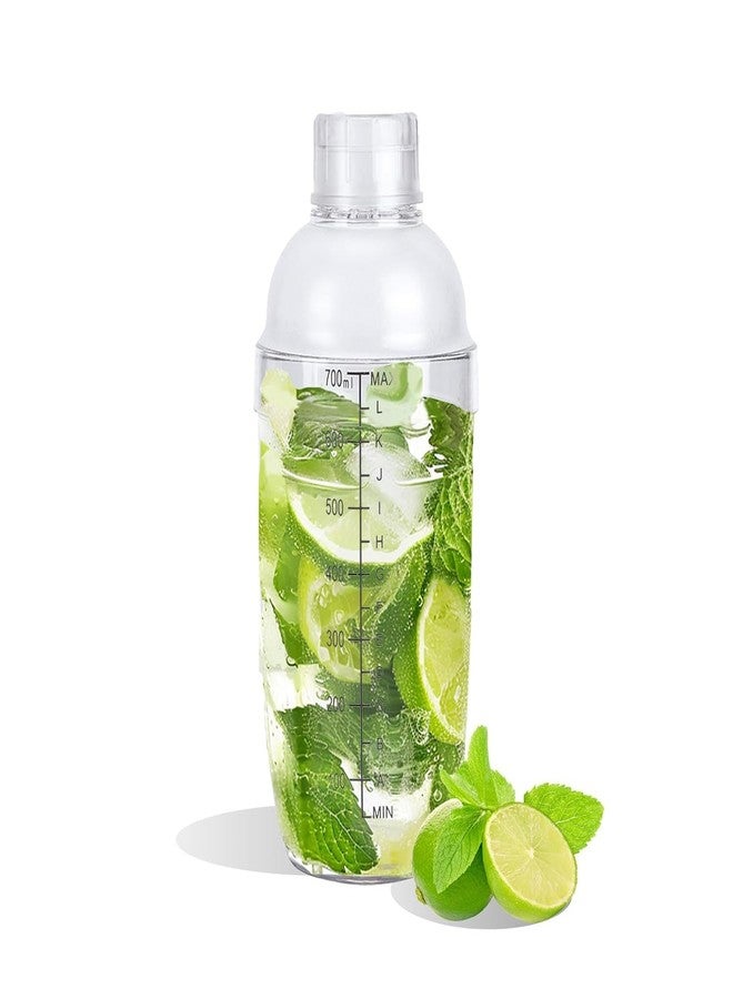 XACA Cocktail Shaker | Acrylic Drink Mixer Bottle with Measurement Markings, Built-in Strainer & Jigger Cap | Bar Tool for Cocktails, Mocktails, Milkshakes, Home Bar Accessories (700ml) - Image 1