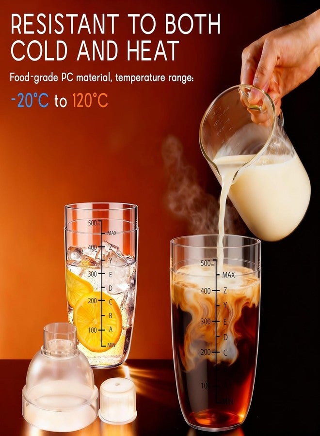 XACA Cocktail Shaker | Acrylic Drink Mixer Bottle with Measurement Markings, Built-in Strainer & Jigger Cap | Bar Tool for Cocktails, Mocktails, Milkshakes, Home Bar Accessories (700ml) - Image 3