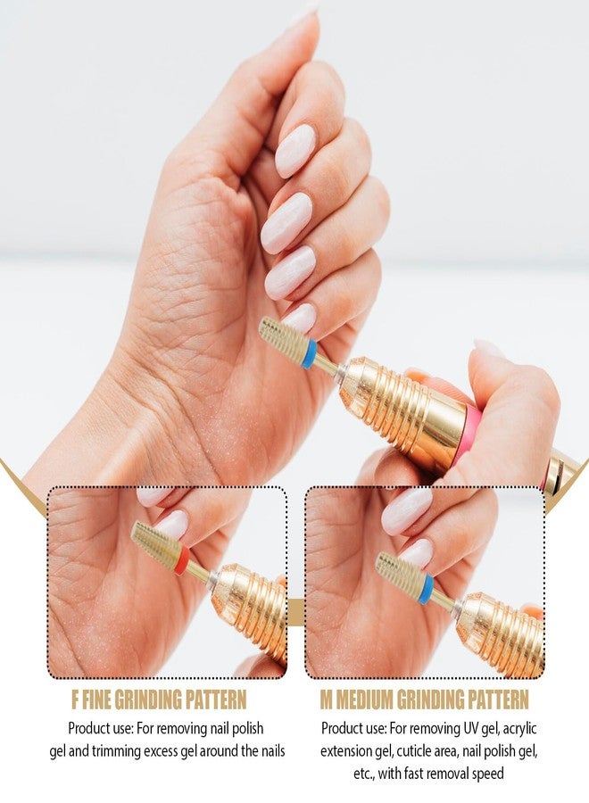 GUGUMO 2 Pcs 3/32" 5 in 1 Professional Carbide Nail Drill Bits Sets with Case, 2 Pack Tungsten Safety Drill Bits Tech Cuticle Bit Fast Remove for Manicurist Nail Salon Manicure Pedicure Gel Polishing (Gold) - Image 3