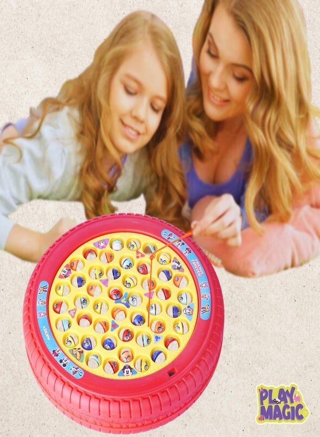 PlayMagic Mickey Magnetic Fishing Game | Rotating Board Game with Music, Includes 45 Fish & 4 Fishing Poles, Ages 3+ - Image 2