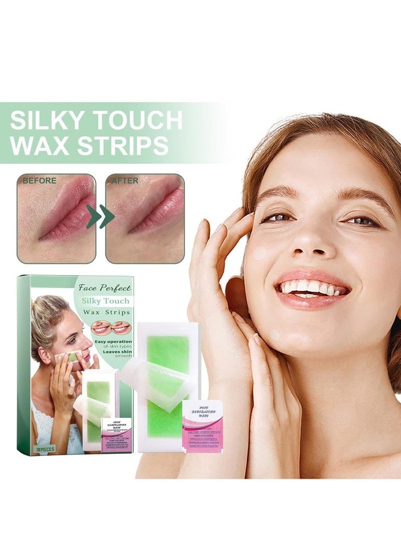 OUHOE 18 Facial Wax Strips, Facial Hair Removal Wax Strips, Made For Hair Removal, Hypoallergenic And Suitable For All Skin Types, Fast And Gentle Hair Removal On Face, Eyebrows, Upper Lip And Chin - Image 2