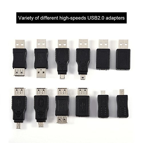 ZERONE مجموعة محولات USB 12 قطعة، محولات USB 2.0 ذكر إلى أنثى/ميكرو/ميني OTG للهاتف، التابلت، الكاميرا، الكمبيوتر ونقل البيانات - Image 3