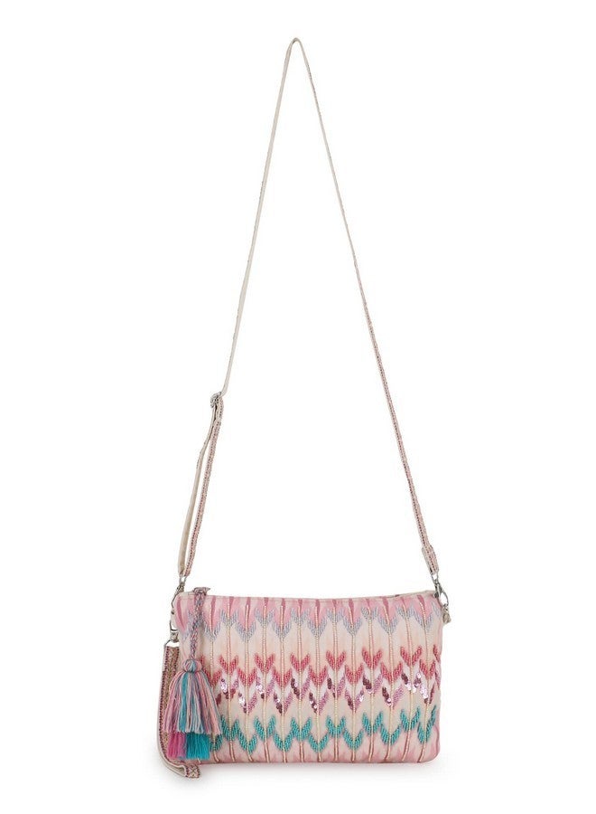 Anekaant Unisex Adult Ghoomar Pastel Pink & Multi Polycotton Ikat Digital Printed Sling Bag - Image 5