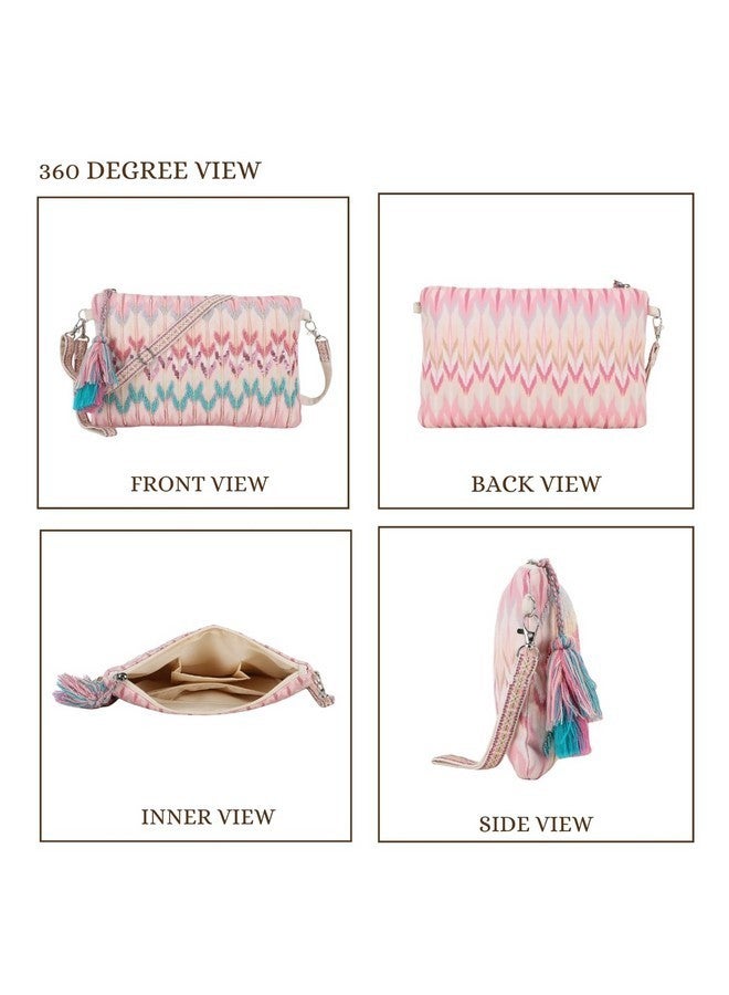 Anekaant Unisex Adult Ghoomar Pastel Pink & Multi Polycotton Ikat Digital Printed Sling Bag - Image 3