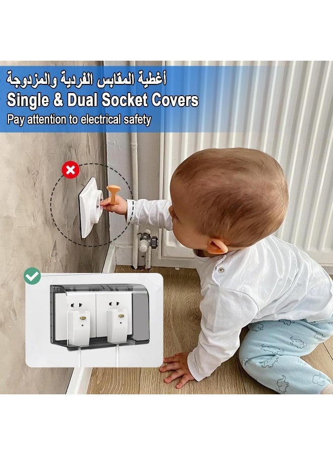 Wall Switch Socket Covers Box 2PCS, Waterproof Childproof Electrical Outlet Protectors, Single & Double-Position Wall Power Panel Plug Doorbell Flip Cap Cover Guards for Home Bathroom Kitchen Security - Image 2