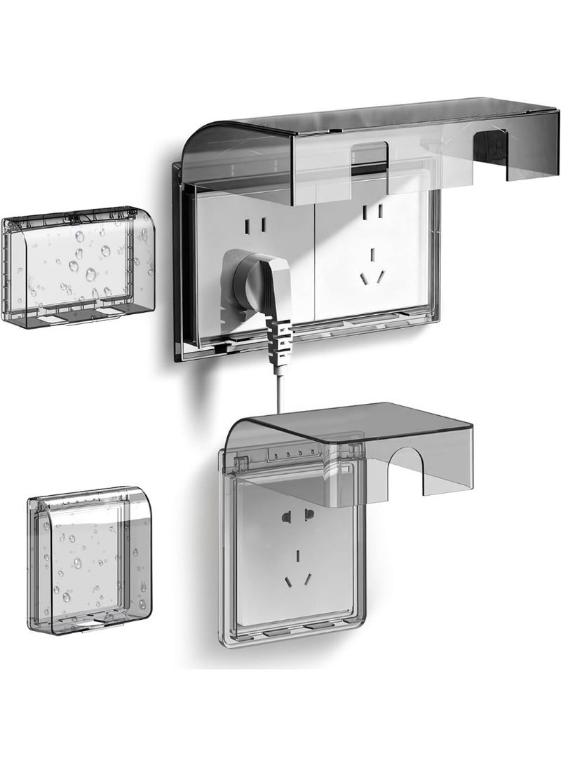 Wall Switch Socket Covers Box 2PCS, Waterproof Childproof Electrical Outlet Protectors, Single & Double-Position Wall Power Panel Plug Doorbell Flip Cap Cover Guards for Home Bathroom Kitchen Security - Image 1