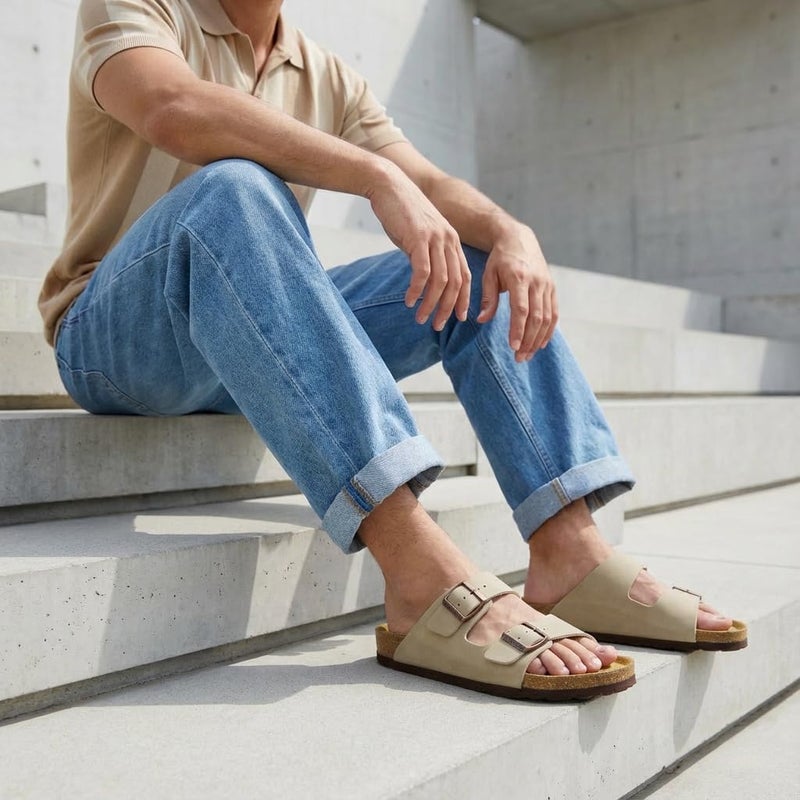 Men's Cork Footbed Sandals with Adjustable Buckle - Image 2