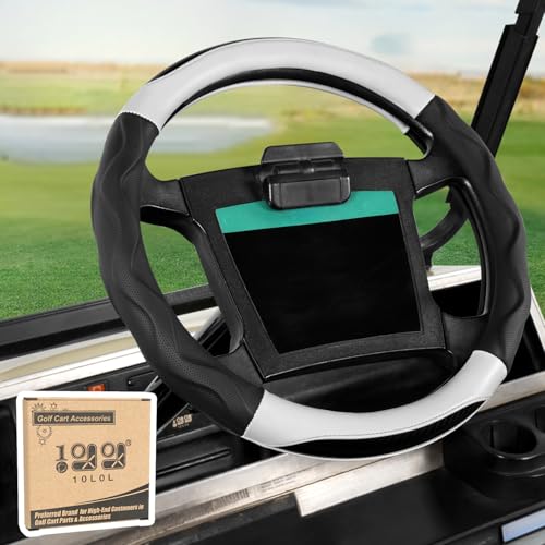 10L0L 14 Inch Golf Cart Steering Wheel Covers for Yamaha, Club Car DS&Precedent, Upgraded Microfiber Anti-Slip Steering Wheel Cover with Pu Leather - Image 1