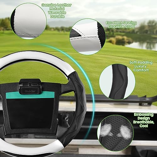 10L0L 14 Inch Golf Cart Steering Wheel Covers for Yamaha, Club Car DS&Precedent, Upgraded Microfiber Anti-Slip Steering Wheel Cover with Pu Leather - Image 3