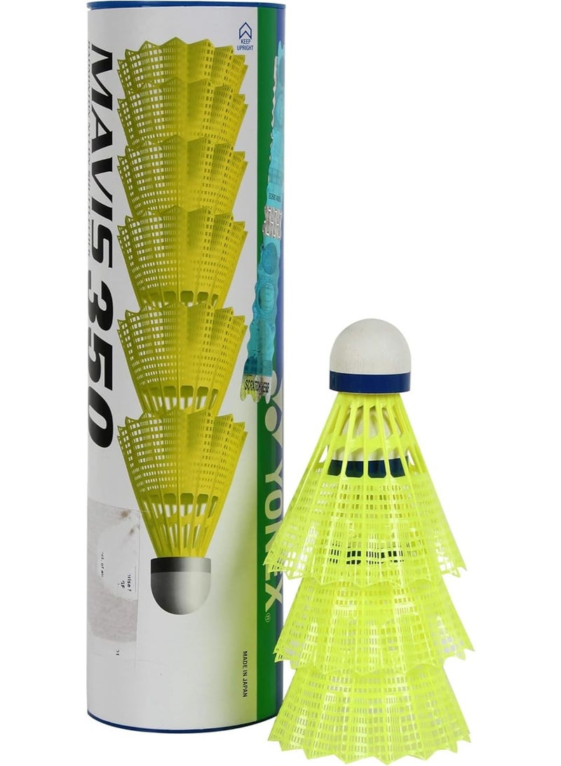 YONEX Mavis 350 Nylon Shuttlecock With Blue Cap (Yellow) - Image 2
