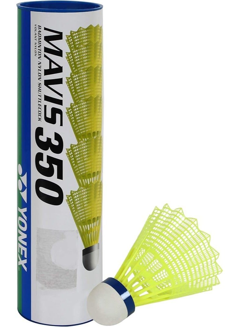 YONEX Mavis 350 Nylon Shuttlecock With Blue Cap (Yellow) - Image 1