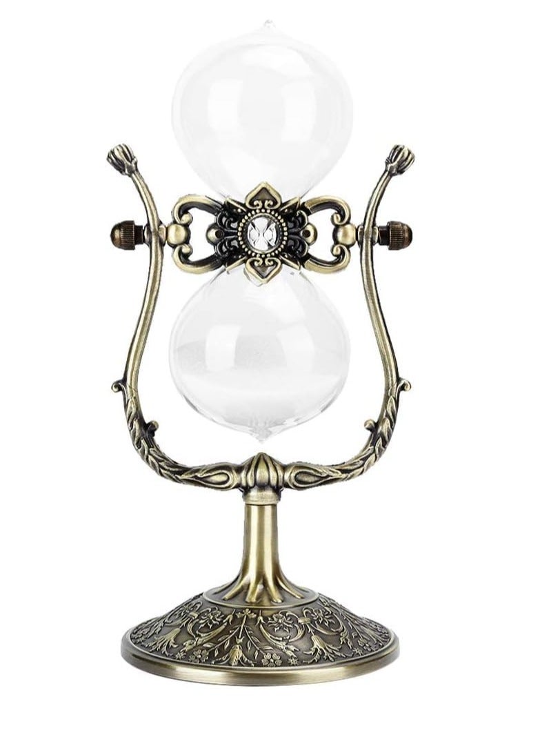 SYOSI Hourglass Timer Sand Clock, 15 Minutes Vintage Sandglass Ornament Craft, Embossed Golden Hourglass Timer for Vintage Home Decoration, Gift Study Decor Hourglass Ornament - Image 1