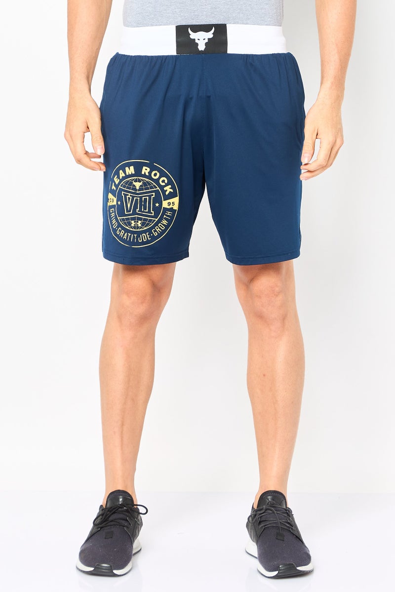 UNDER ARMOUR Men Loose Fit Project Rock Boxing Shorts, Navy - Image 1