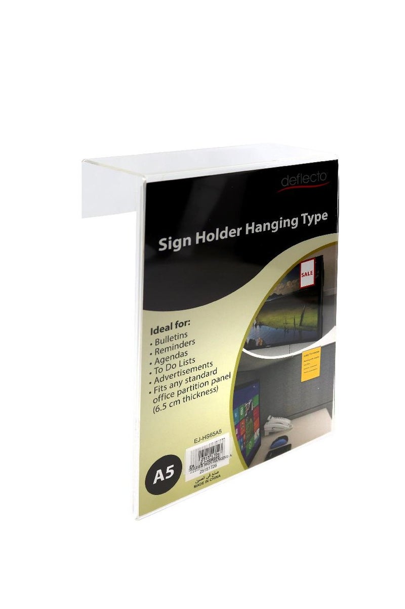 Sign Holder A5Hanging Mount Acrylic Clear