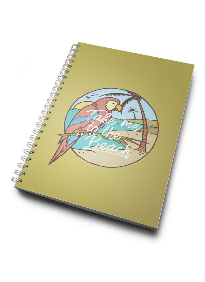LIT - Take me to Beach  A4 Spiral Notebook Red Parrot Design - Image 1