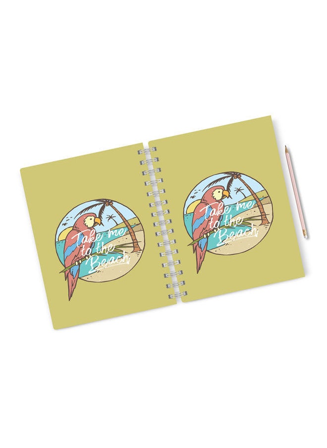 LIT - Take me to Beach  A4 Spiral Notebook Red Parrot Design - Image 1