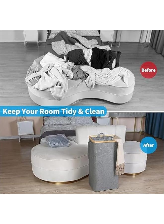 MIXDE Laundry Basket Collapsible,Laundry Hamper with Lid,110L Large Laundry Hamper with Handle,Folding Clothes Basket Organizer with Removable Inner Bag for Clothing Toys Towels - Image 2