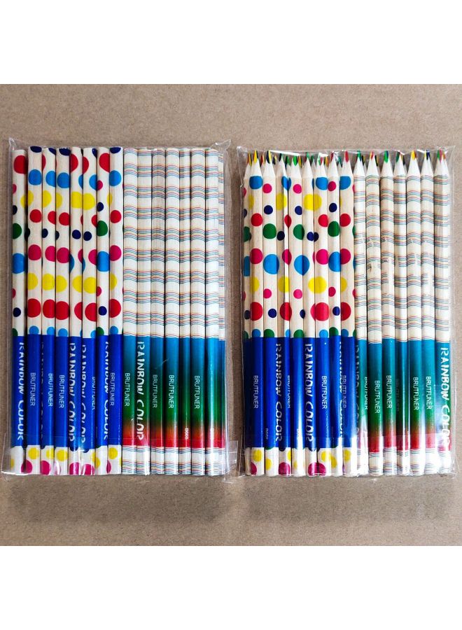 Brutfuner Korean Creative Stationery Four-color Color Pencil Four-color Same Core Triangle Color Pencil Rainbow Core Children's Graffiti - Image 1