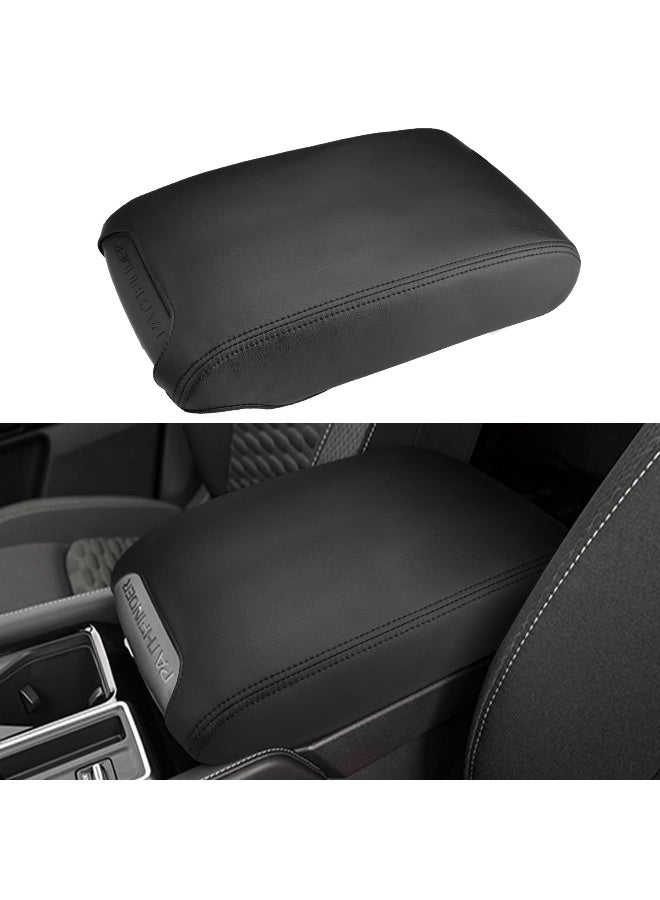 INTGET Center Console Cover for Nissan Pathfinder Accessories 2022 2023 2024 2025 Interior Leather Middle Console Lid Protector Replacement for Pathfinder Console Cover Black Stitches - Image 1