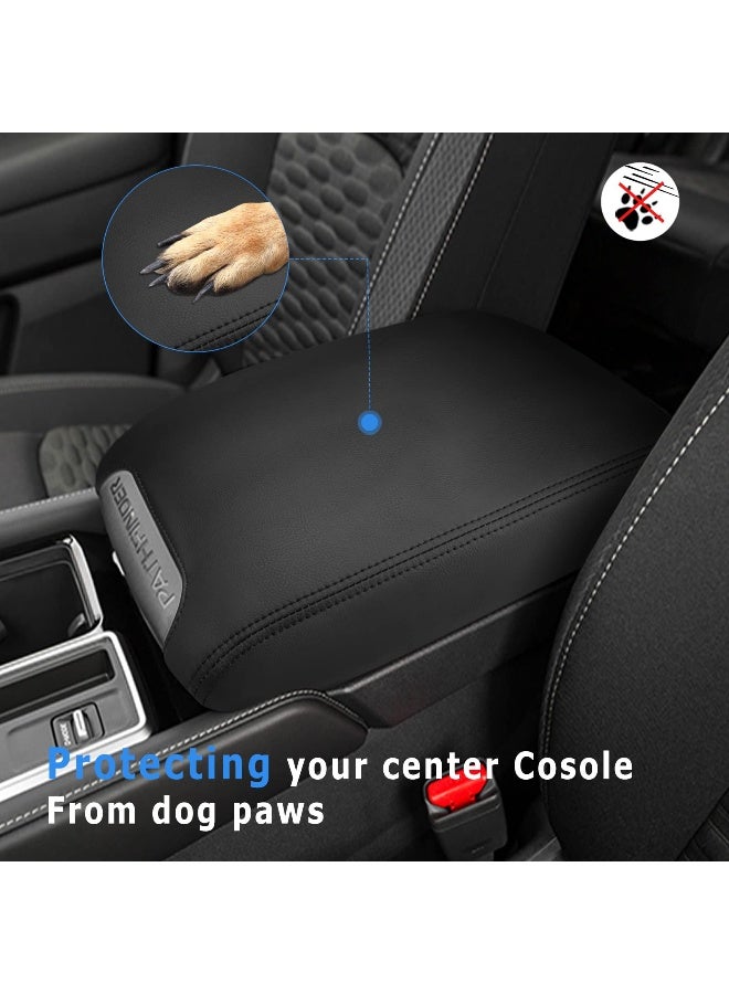 INTGET Center Console Cover for Nissan Pathfinder Accessories 2022 2023 2024 2025 Interior Leather Middle Console Lid Protector Replacement for Pathfinder Console Cover Black Stitches - Image 4
