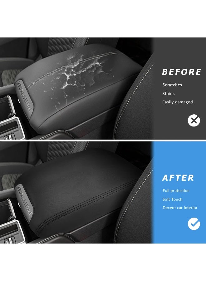 INTGET Center Console Cover for Nissan Pathfinder Accessories 2022 2023 2024 2025 Interior Leather Middle Console Lid Protector Replacement for Pathfinder Console Cover Black Stitches - Image 2